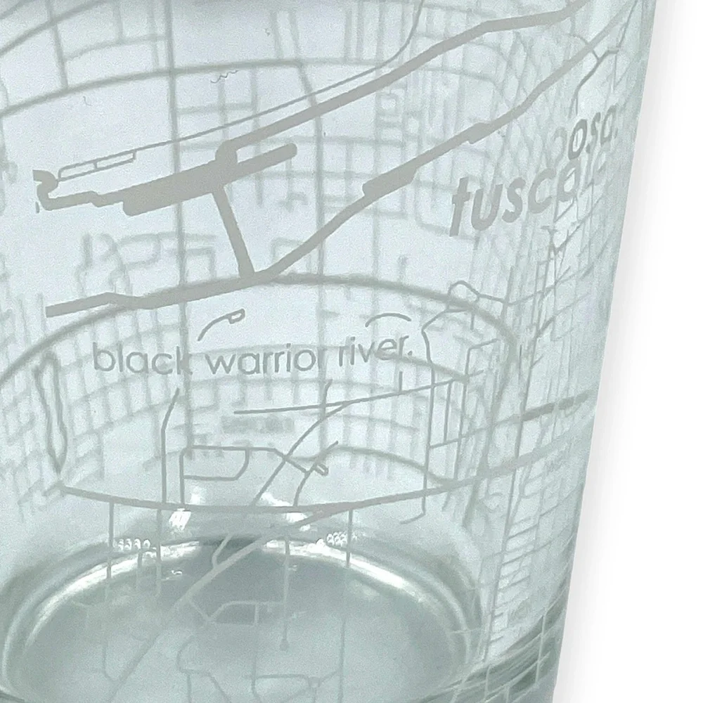 Tuscaloosa University of Alabama City Street Map Pint Drinking Glass White Print